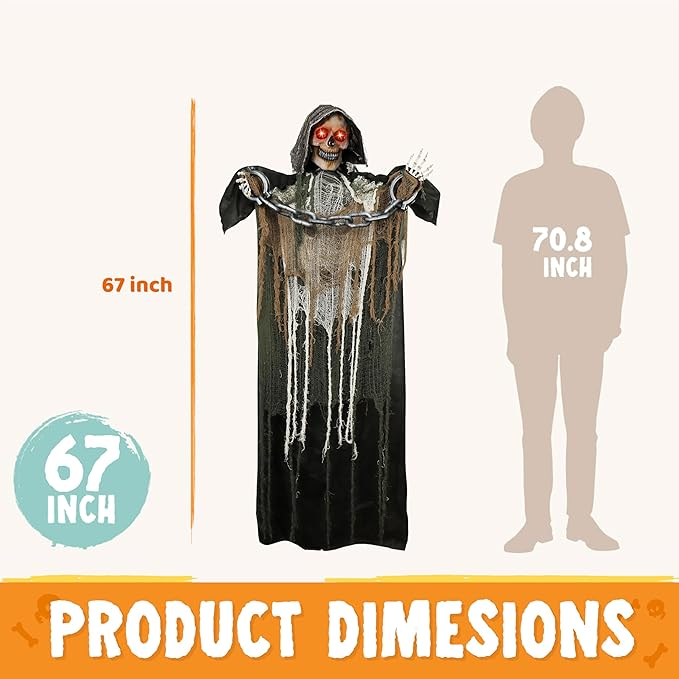 JOYIN 3 Pack Hanging Halloween Skeleton Ghosts Decorations, Grim Reapers for Best Halloween Outdoor Decorations