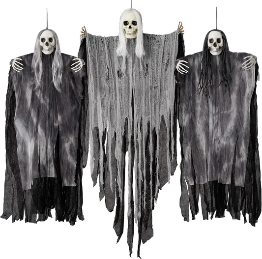 JOYIN 3 Pack Hanging Halloween Skeleton Ghosts Decorations, Grim Reapers for Best Halloween Outdoor Decorations