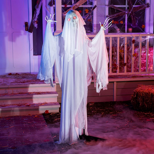 JOYIN 67" Halloween Decorations Outdoor, Life Size Animatronics Grim Reaper, Sound-Actived Haunted House Props Decors with Creepy Sound for Garden Yard Lawn Outside Indoor