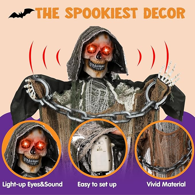 JOYIN 3 Pack Hanging Halloween Skeleton Ghosts Decorations, Grim Reapers for Best Halloween Outdoor Decorations