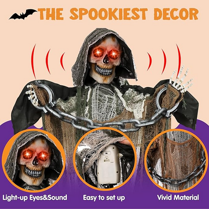 JOYIN 3 Pack Hanging Halloween Skeleton Ghosts Decorations, Grim Reapers for Best Halloween Outdoor Decorations