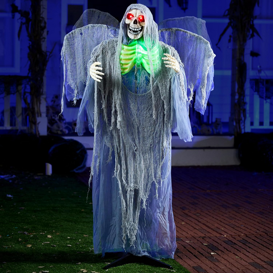 JOYIN 67" Halloween Decorations Outdoor, Life Size Animatronics Grim Reaper, Sound-Actived Haunted House Props Decors with Creepy Sound for Garden Yard Lawn Outside Indoor